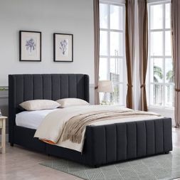 Queen Antoinette, King Size Platform Bed, Traditional Bed, Upholstered Panel Bed, Queen Size Bed Frames, Upholstered Panels, Upholstered Bed Frame, Teen Bedding, Black Furniture