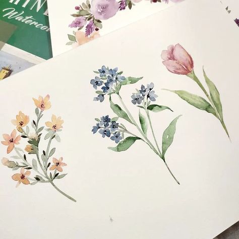 Watercolor Flower Composition, What To Paint, Watercolour Florals, Loose Watercolor Flowers, Draw Flowers, Japanese Watercolor, Watercolor Beginner, Watercolor Lettering, Watercolor Bouquet