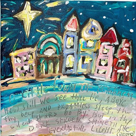 O Little Town Of Bethlehem, Little Town Of Bethlehem, December 19, Media Painting, Christmas Paintings, Bethlehem, Christmas Is Coming, Mixed Media Painting, Christmas Carol