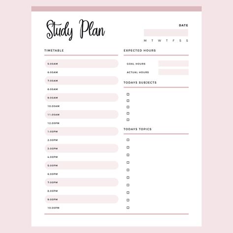 Printable Study Planner University Schedule, Planner For School, Study Schedule Template, Study Timetable, Timetable Template, Daily Routine Planner, School Timetable, Study Planner Printable, Student Planner Printable