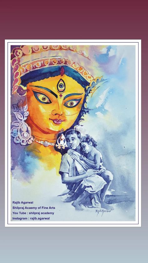 Subject Drawing, Students Drawing, Polaroid Painting, God Drawing, God Painting, Durga Ma, Ma Durga, Shiv Parvati, Poster Color Painting