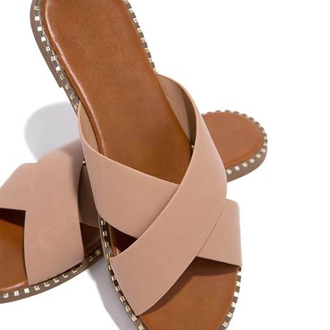 absuyy Womens Slide Sandals- New Style Casual Open Toe Summer Flat Slide Sandals #344 Beige-5.5 Nude Sandals Flat, Nude Sandals Outfit, Sandals 2020 Trends, Casual Sandals Womens, Womens Slides Sandals, Miss Lola, Shoes Hack, Nude Sandals, Sandals Outfit