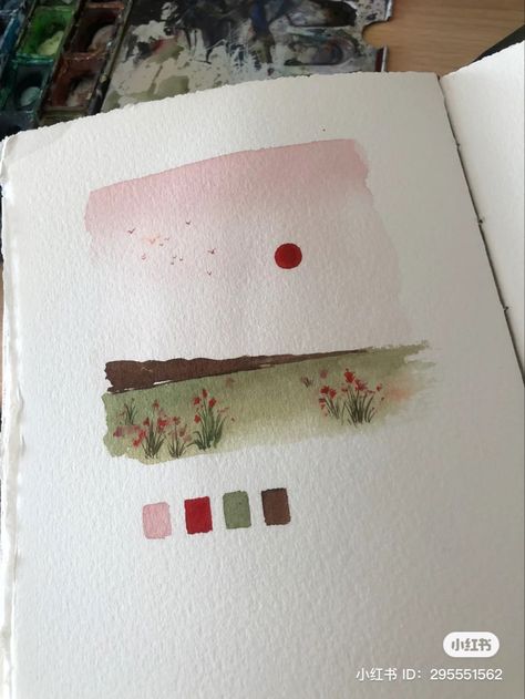 Easy Paintings Watercolor Simple, Simple Watercolor Paintings For Beginners Landscape, Easy Pretty Watercolor Paintings, Small Painting Ideas Watercolor, Easy Things To Watercolor Paint, Watercolor Simple Paintings, Color Water Art Inspiration, Watercolor Paintings Beginner, East Watercolour Ideas