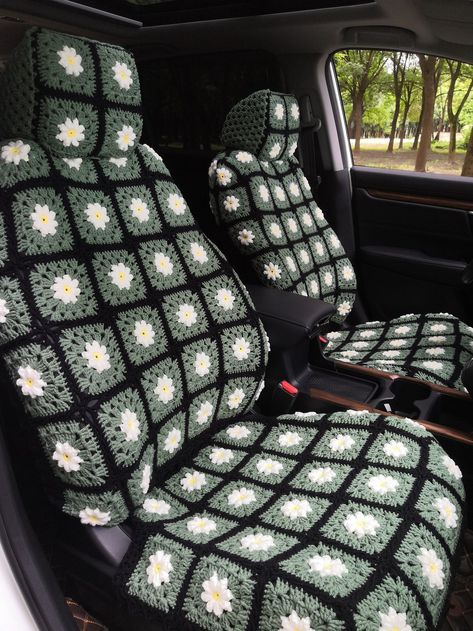 Car Seat Covers,Handmade Crochet daisy Seat covers,Car Front Seat Headrest Covers Car Accessories Set,Car Decor Covers,Cute Wheel Cover Gift -  #accessories #Car #cover #Covers #coversCar #CoversCute #CoversHandmade #Crochet #Daisy #decor #Front #gift #Headrest #Seat #SetCar #Wheel Car Seat Covers Crochet, Aesthetic Car Seat Covers, Crochet Seat Covers For Car, Crochet Car Seat Cover Pattern Free, Car Seat Crochet, Backseat Car Decor, Seat Covers For The Car, Crochet Seat Cover, Crochet Chair Cover