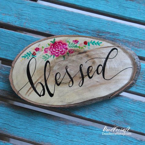 Writing On Wood, Calligraphy On Wood, Wood Slice Crafts Diy, Wood Tile Bathroom, Unicorn Christmas Ornament, Diy Calligraphy, Calligraphy Signs, Faux Calligraphy, Decoupage Ideas