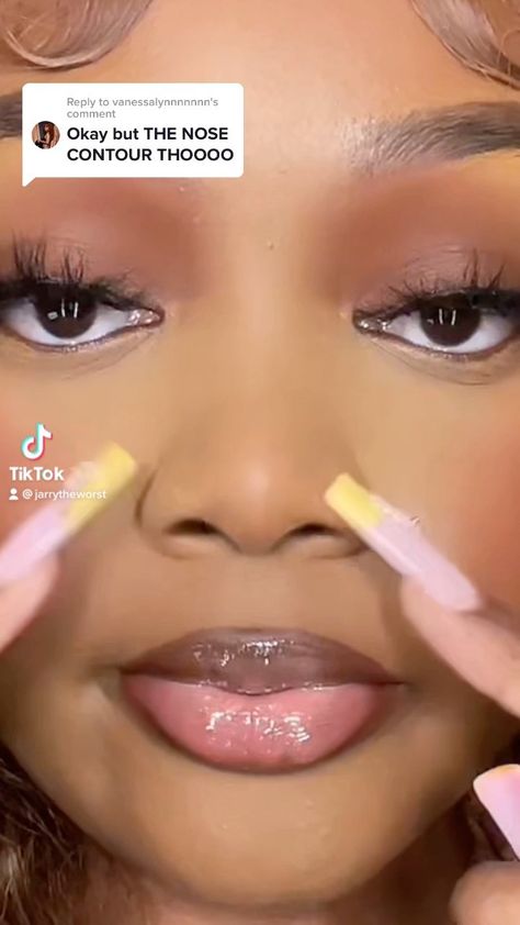 Clear Skin Care Routine, Melanin Makeup, Makeup For Small Eyes, Tutorials Makeup, Makeup Order, Beauty Makeup Tutorial, Makeup For Black Skin, Nose Contouring, Brown Skin Makeup