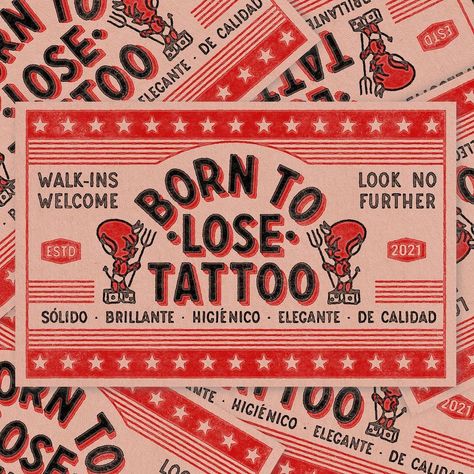 David Sanden on Instagram: “Being said that I’m no professional sign painter I had a blast painting and designing all those bits for @borntolosetattoovlc Learned a…” Instagram Flyer Design, Tattoo Shop Branding, Notepad Tattoo, Sign Ideas For Business, Business Card Tattoo, Tattoo Shop Logo, Tattoo Business Cards, Tattoo Branding, Tattoo Logo Design