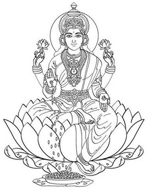 Coloring page: Hindu Mythology (Gods and Goddesses) #40 - Printable coloring pages Laxmi Goddess Drawing, Laxmi Drawing, God Coloring Pages, Christmas Wreath Designs, साईं बाबा, Ganesha Drawing, Hinduism Art, Vedic Art, Tanjore Painting