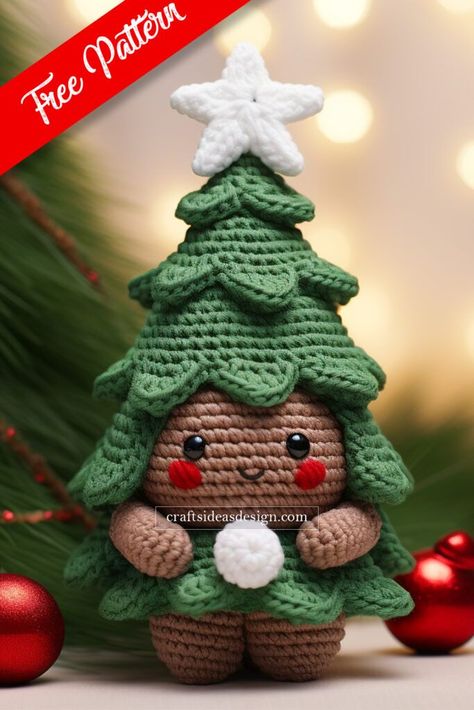 Crochet Christmas Trees Pattern, Crochet Christmas Ornaments Free, Christmas Crochet Patterns Free, Crocheted Christmas, Amigurumi Minta, Crochet Tree, Diy Jul, Crochet Christmas Gifts, Crochet Toys Free