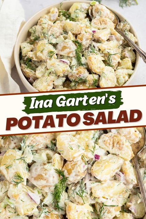 With Ina Garten’s potato salad, your next BBQ will be a hit! There may be thousands of potato salad recipes online, but Ina's will always be the best. Ina Garten's Potato Salad, Ina Gartens Potato Salad, New England Potato Salad, Olive Potato Salad, Ina Garten Potato Salad Recipe, Salad With Roasted Potatoes, Ina Garden Potato Salad, New Potatoes Salad, Best Potato Salad Recipe Pioneer Woman