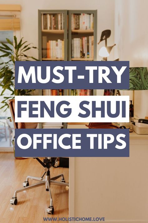 feng shui office desk Home Office With Yoga Space, Art For Work Office, Work From Home Office Small Space, Desk Design Aesthetic, Work Office Design Ideas, Work From Home Office Layout, Office Calming Decor, Academic Office Decor, Feng Shui Work Office