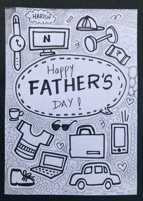 Fathers Day Doodles, Easy Doodles, Drawing Simple, Art Drawings For Kids, Simple Doodles, Happy Father, Happy Fathers Day, Fathers Day, Diy And Crafts