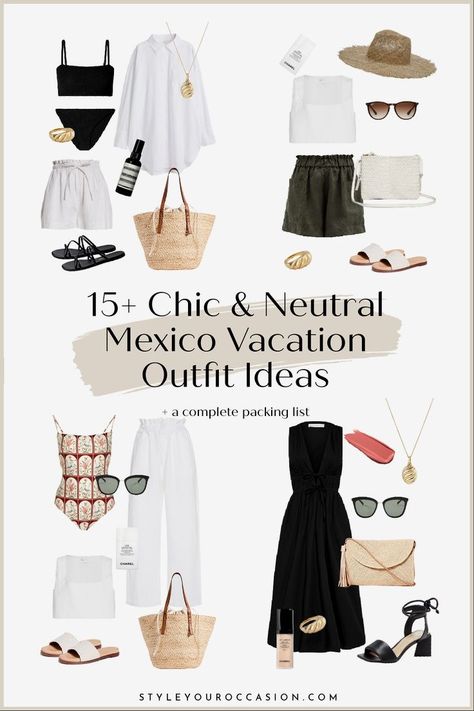 15+ Stunning Mexico Vacation Outfit Ideas & What to Pack for Cancun. We’ve got your Mexico travel wardrobe covered with our style guide for what to pack for Mexico, plus 15+ effortless Mexico vacation outfits including, midsize, plus size, bikinis, Cabo outfit ideas, Mexico beach outfit, and Cancun resort wear. Cancun Outfits Women, Mexico In December Outfits, Mexico Vacation Outfits Amazon, Plus Size Mexico Vacation Outfits, Cabo Outfit Ideas, Cruising Outfits, Cancun Outfits Vacation, What To Pack For Cancun, Pack For Cancun