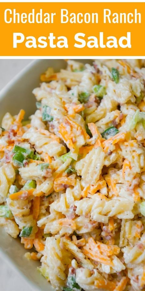 Cheddar Bacon Ranch Pasta, Creamy Pasta Salad, Cold Side Dishes, Bacon Ranch Pasta, Bacon Ranch Pasta Salad, Creamy Pasta Salads, Ranch Pasta Salad, Ranch Pasta, Cold Side