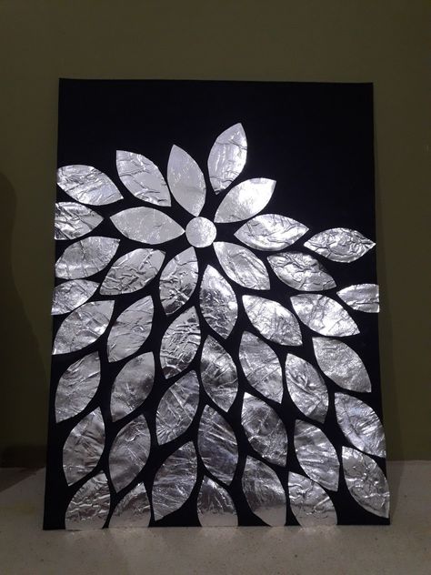 Simply made my black chart paper and aluminum foil Black Chart Paper Decoration Ideas, Chart Paper, Aluminum Foil Art, Diy Paper Flowers, Paper Decoration, Flowers Paper, Handmade Flowers Paper, Foil Art, Foil Paper