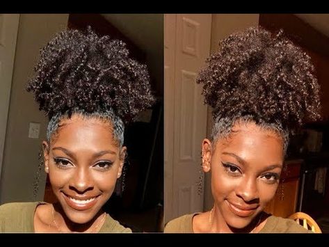 The Perfect High Puff On Natural Hair [Video] - https://blackhairinformation.com/video-gallery/perfect-high-puff-natural-hair-video/ Pineapple Cornrow Hairstyle, High Puff Styles, Pineapple Puff Natural Hair, Natural Hair Pineapple, Claw Clip Puff Natural Hair, High Puff Tutorial Natural Hair, High Puff, Natural High Puff For Black Hair, High Puff 4b Hair