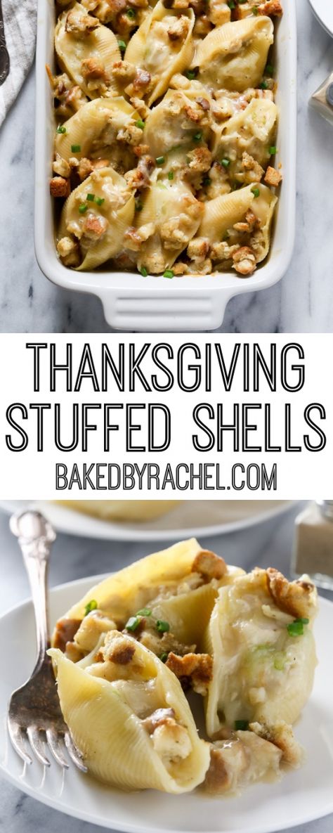 Recipes That Use Stuffing, Christmas Meals Easy, Layered Thanksgiving Casserole, Turkey Rolled With Stuffing, Chicken Stuffing Shells, Stuffed Shells Thanksgiving, Thanksgiving Dinner Leftover Ideas, Turkey For Thanksgiving Recipe, Thanksgiving Stuffed Shells