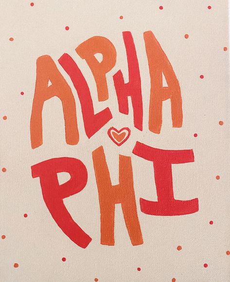 Pink And Orange Sorority Canvas, Orange Canvas Painting Ideas, Neutral Sorority Canvas, Alpha Phi Painting Canvas, Pink Sorority Canvas, Alpha Phi Painting, Alpha Phi Canvas Painting, Sorority Painting Ideas, Sorority Painting Canvases