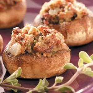 A few years back, I was looking for a snack that would suit my family's tastes. I combined three different recipes and came up with this one. They love the rich Parmesan flavor. German Appetizers, Sausage Stuffed Mushrooms, Mushroom Appetizers, Stuffed Mushroom, Seasoned Bread Crumbs, Pork Sausage, Mushroom Recipes, Taste Of Home, Italian Sausage