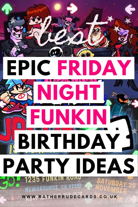 Friday Night Funkin birthday party ideas Fnf Party Ideas, Fnf Birthday Party Ideas, Friday Night Funkin Birthday Party Ideas, Friday Night Lights Show, Bf Friday Night Funkin', Friday Night Meme, Themed Birthday Party Ideas, Red Birthday Party, Mens Birthday Party