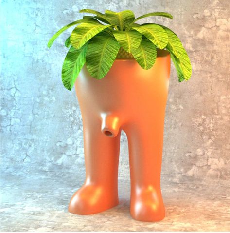 This funny pee pot planter was designed by Jake Chan (https://www.thingiverse.com/thing:5924640). It is made from recyclable PLA plastic. It features a drain hole in the most peculiar place! Overall dimensions are 5 x 5 x 8in Rim diameter is 3.5in Fun Flower Pots, Spongebob Plant Pot, Funny Flower Pots, Clay Flower Pots Ideas, Cool Plant Pots, Funny Planters, Funny Pottery, Quirky Garden, Earth Clay