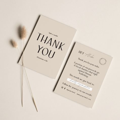 Alika 💫 | Brand Design on Instagram: “Ending the week with a thank you card design for Project Wick, a conscious and heartfelt candle brand based in Texas. We are also currently…” Product Thank You Card Design, Thank You Card For Candle Business, Candle Thank You Card, Brand Thank You Card Design, Creative Thank You Cards Business, Thank You Cards Design, Thank You Business Cards Ideas, Brand Thank You Card, Thank You Cards Ideas