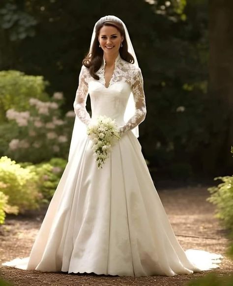 1950 Wedding Dress, Elegant Long Sleeve Wedding Dresses, Middleton Wedding, Kate Middleton Wedding, Being Chased, Princess Katherine, Royal Family Fashion, Barbie Wedding, The Queen Of Hearts