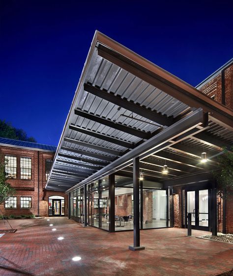 Park Shops Adaptive Reuse / Pearce Brinkley Cease + Lee Inset Lighting, Industrial Canopy, Canopy Lighting, Research Building, Deck Canopy, Canopy Architecture, Wooden Canopy, Canopy Bedroom, Backyard Canopy