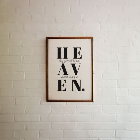 Heaven Bible Verse, Western Apartment, As It Is In Heaven, Verse Poster, Bible Verse Posters, Lord's Prayer, Verse Wall Art, Heart Pictures, The Lords Prayer