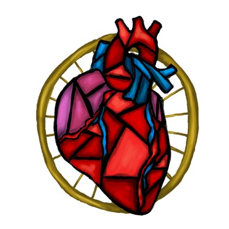 Stained glass anatomical heart Glass Heart Tattoo, Stained Glass Tattoo, Glass Tattoo, Stained Glass Heart, Anatomical Heart Tattoo, Stained Glass Birds, Cold Hearted, Stained Glass Crafts, Anatomical Heart