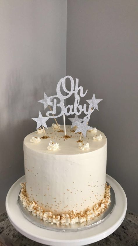 Baby Shower Cake Simple, Gender Neutral Baby Shower Cake, Neutral Baby Shower Cake, Unisex Baby Shower Cakes, Sugar Free Pastries, Simple Baby Shower Cake, Baby Shower Cakes Neutral, 9th Birthday Cake, Gateau Baby Shower