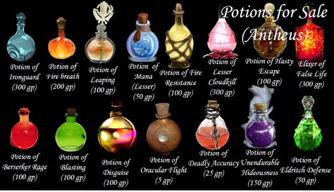 Random Potion Effects Dnd, Dnd Inspired Drinks, Fantasy Potion Ingredients, Dnd Potion Ingredients, Dungeons And Dragons Potions, Dnd Potion Shop, Dnd Potions Diy, D&d Potion, Potion Ingredients List