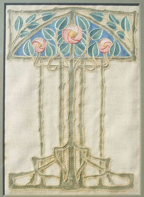 Wonderful Art Nouveau Embroidery by Ann Macbeth, фото № 5 Art Nouveau Embroidery, Glasgow Girls, Glasgow Style, Embroidery Artists, Motifs Art Nouveau, Leaf Structure, Design Art Nouveau, Art Nouveau Tiles, Glasgow School