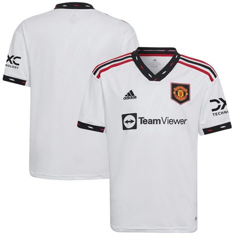 Let your young one look and feel like the real deal when they add this 2022/23 Away Blank Replica Jersey to their Manchester United collection. This adidas gear features AEROREADY technology as well as ventilated, mesh panels that work together to keep them dry and comfortable all game long. Its crisp Manchester United graphics will get them pumped to cheer on their favorite team as they take the pitch. Man United Kit, Manchester United Clothes, Manchester United 2022, Camisa Time, Manchester United Tshirt, Manchester United Jersey 23/24, Manchester United Merchandise, Manchester United Shirt, Ns 200