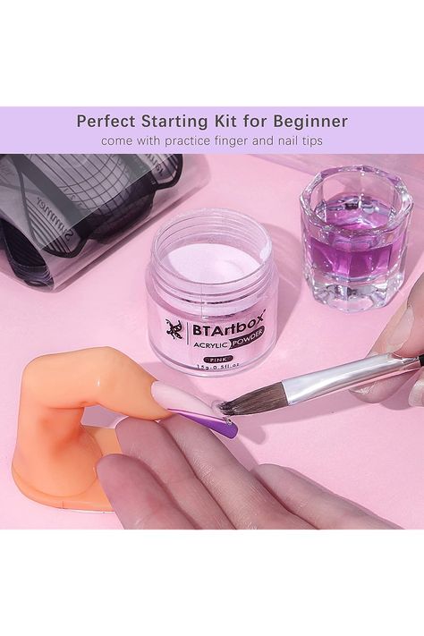 Acrylic Nail Powder - Acrylic Powder And Liquid Set, BTArtbox Acrylic Nail Kit with Pink White Clear Acrylic Powder Liquid Monomer Acrylic Nail Brush Nail Forms Practice Finger for Beginners Acrylic Nail Powder, Acrylic Nail Brush, Acrylic Nail Kit, Nail Brush, Nail Powder, Nail Forms, Womens Nails, Acrylic Powder, Nail Brushes