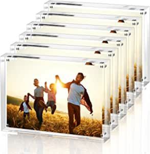 6 PACK Acrylic Picture Frames 5x7 inch Vertically or Horizontally Stand Up Clear Double-Sided Heavy Magnetic Desktop Table Top Acrylic Photo Blocks Frame Set for Wedding, Graduation, Birthday, Decoration, Baby Show Photo Display Frameless Picture Frames, Double Sided Picture Frame, Book Display Stand, Postcard Display, Acrylic Photo Frame, Business Card Displays, Desktop Table, Acrylic Picture Frames, Desktop Photos