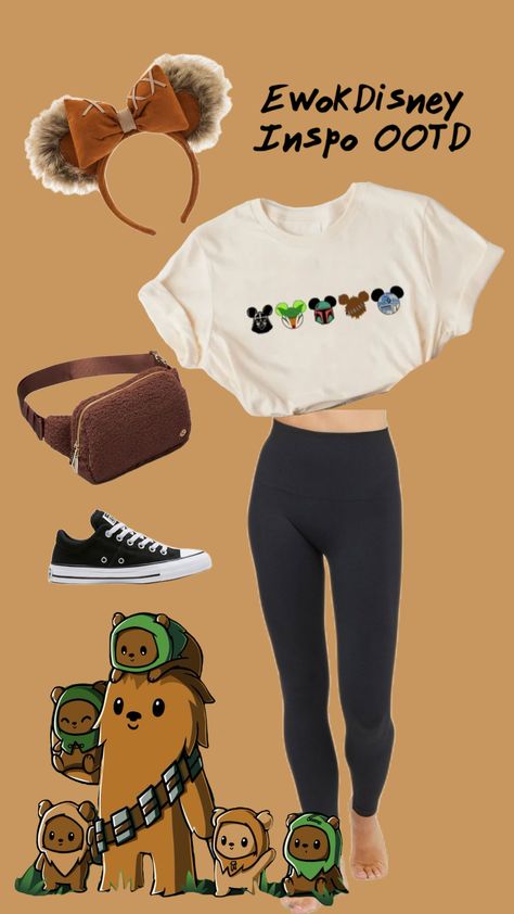 #ewoks #ewok #disney #disneyootd #inspo #outfitsinspo #starwars #starwarsaesthetic Star Wars Fashion Inspired Outfits, Ewoks Star Wars, Star Wars Inspired Outfits, Disney Ootd, Walt Disney World Marathon, Star Wars Fashion, Disney World Outfits, Disneyland Outfits, Disney Trip Planning