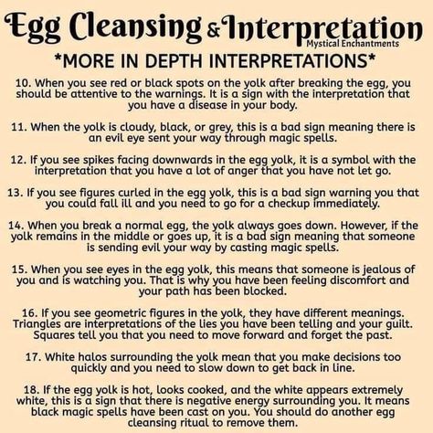 Egg Cleansing Reading Meanings, Egg Cleanse Meaning, Egg Cleanse Interpretation, Egg Cleanse Ritual, Cleanse Meaning, Magical Herbs Witchcraft, Egg Cleanse, Hoodoo Magic, Tarot Interpretation