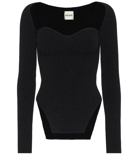 Khaite - Maddy ribbed-knit top | Mytheresa Winter 22, Rib Knit Top, Rosie Huntington Whiteley, Ribbed Knit Top, Natural Curves, Online Shops, Vogue Paris, Black Rib, Alternative Fashion