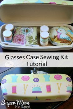 This adorable glasses case sewing kit tutorial is a super quick and easy project to make with step-by-step instructions and lots of detailed photos. It'll be a fun addition to your sewing supplies. Great gift idea too! #sewing #sewingtutorial #sewproject #DIYgiftidea Sewing Kit Tutorial, Sewing Classes For Beginners, Diy Lunch Bag, Sewing Kits, Sewing Business, Trendy Sewing, Beginner Sewing Projects Easy, Leftover Fabric, Sewing Class