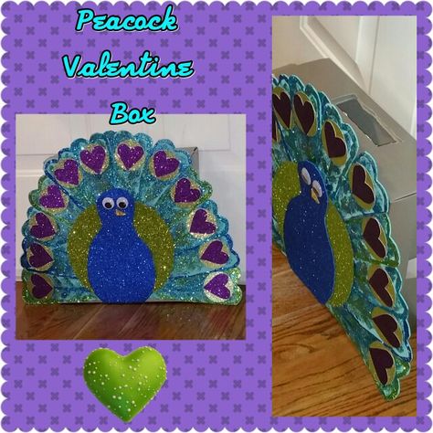 Peacock Valentine Box Peacock Valentine Box Ideas, Peacock Valentines Boxes, Diy Valentines Box, Valentine Boxes For School, Valintines Day, Valentine Card Box, School Valentines, Valentine Boxes, Valentines Box