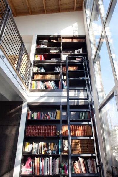 library Bibliotheque Design, Library Bookshelves, Library Ladder, An Open Book, Energy Efficient Windows, Double Height, Foyer Decorating, Green Architecture, Home Libraries