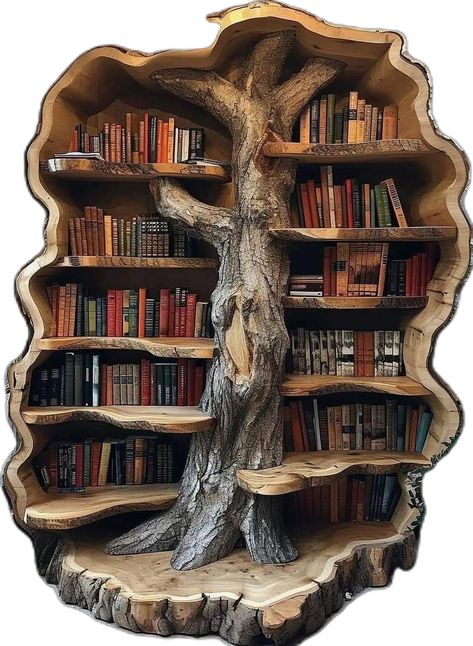 Traditional Bookcases, Tree Bookshelf, Unique Shelves, Corner Bookshelves, Creative Storage Solutions, Home Library Design, Bookshelf Design, Hippie Decor, Fantasy House