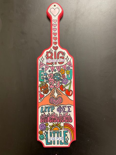 Painted Sorority Paddle, Alpha Gamma Delta Paddle, Phi Sigma Sigma Canvas, Sorority Big Little Paddles, Sorority Paddles Ideas Big Little, Paddle Painting Ideas, Paddle Designs Sorority, Sorority Paddles Unique, Big Paddles Sorority