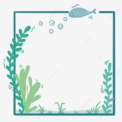 Border Design Ocean Theme, Water Border Design For Paper, Fish Border Design, Sea Borders Design, Beach Border Design, Ocean Border Design, Water Border Design, Ocean Border, Sea Frame