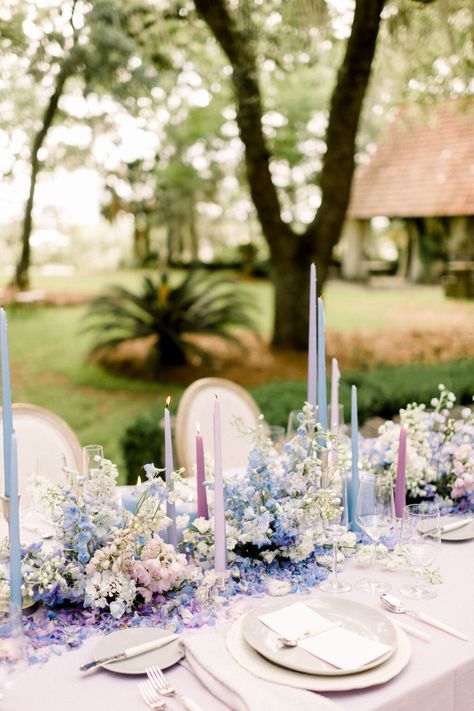 Whimsical Wedding Inspiration at RiverOaks Charleston — A Lowcountry Wedding Blog & Magazine - Charleston, Savannah, Hilton Head, Myrtle Beach Periwinkle Wedding, Purple Blue Flowers, Whimsical Garden Wedding, Blue Purple Wedding, Whimsical Wedding Inspiration, January Wedding, Lowcountry Wedding, Lilac Wedding, Garden Wedding Inspiration