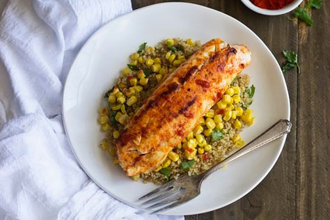 Cilantro Lime Tilapia with Quinoa, Corn and Cilantro Cilantro Lime Tilapia, Lime Tilapia Recipes, Recipe With Cilantro, Easy Tilapia, Tilapia Recipes Healthy, Tilapia Recipes Easy, Low Fat High Protein, Cilantro Recipes, Tilapia Recipes