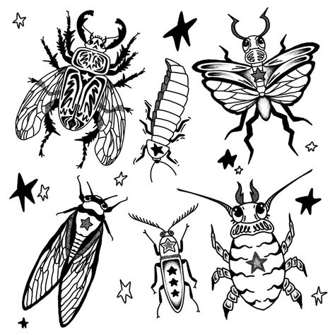 bugs!! dm to claim designs :P - #tattoo #selftaught #tattooartist #tattooart #transartist #queerartist #selftaughttattooartist #flashsheet #flashdesigns #flash #flashdrawing #flashtattoo #bugs #beetles Traditional Garfield Tattoo, Scientific Tattoo, Insect Tattoos, Bugs Drawing, Flash Drawing, Beetle Tattoo, Bug Tattoo, Insect Tattoo, Tattoo Flash Art