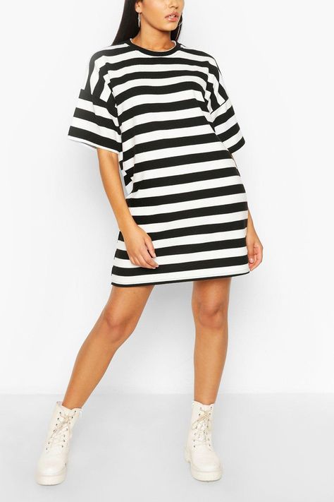 Stripe Oversized T-shirt Dress #sponsored, , #SPONSORED, #affiliate, #Oversized, #shirt, #Dress, #Stripe Tshirt Dresses, Oversize Tshirt Outfits, Cute Tshirt, Casual Dressing, Cami Dresses, Oversized T Shirt Dress, Shirt Dress Summer, Skater Dresses, Latest T Shirt