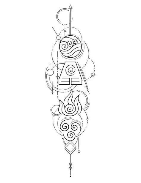 Four Elements Tattoo, Element Tattoo, Atla Tattoo, Owl Tattoo Drawings, Avatar Tattoo, Elements Tattoo, Muster Tattoos, Writing Tattoos, Geometric Tattoo Design